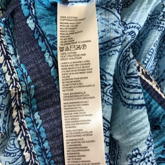TOMMY BAHAMA Blue White Pop over Blouse Women XS - Picture 8 of 9